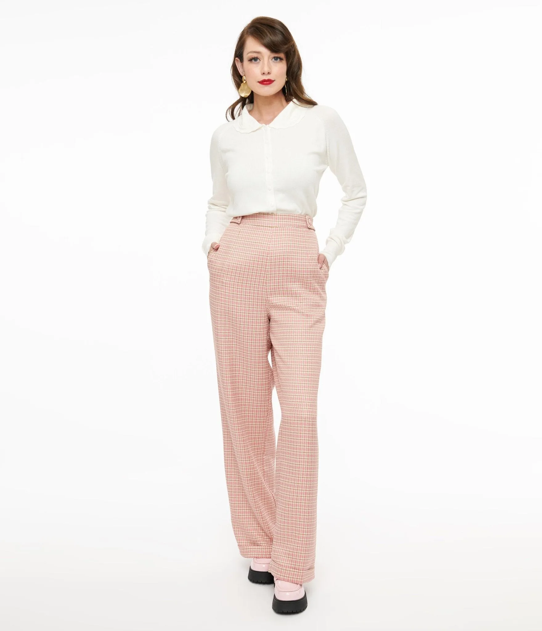 1940s Pink Check Ruby Trousers