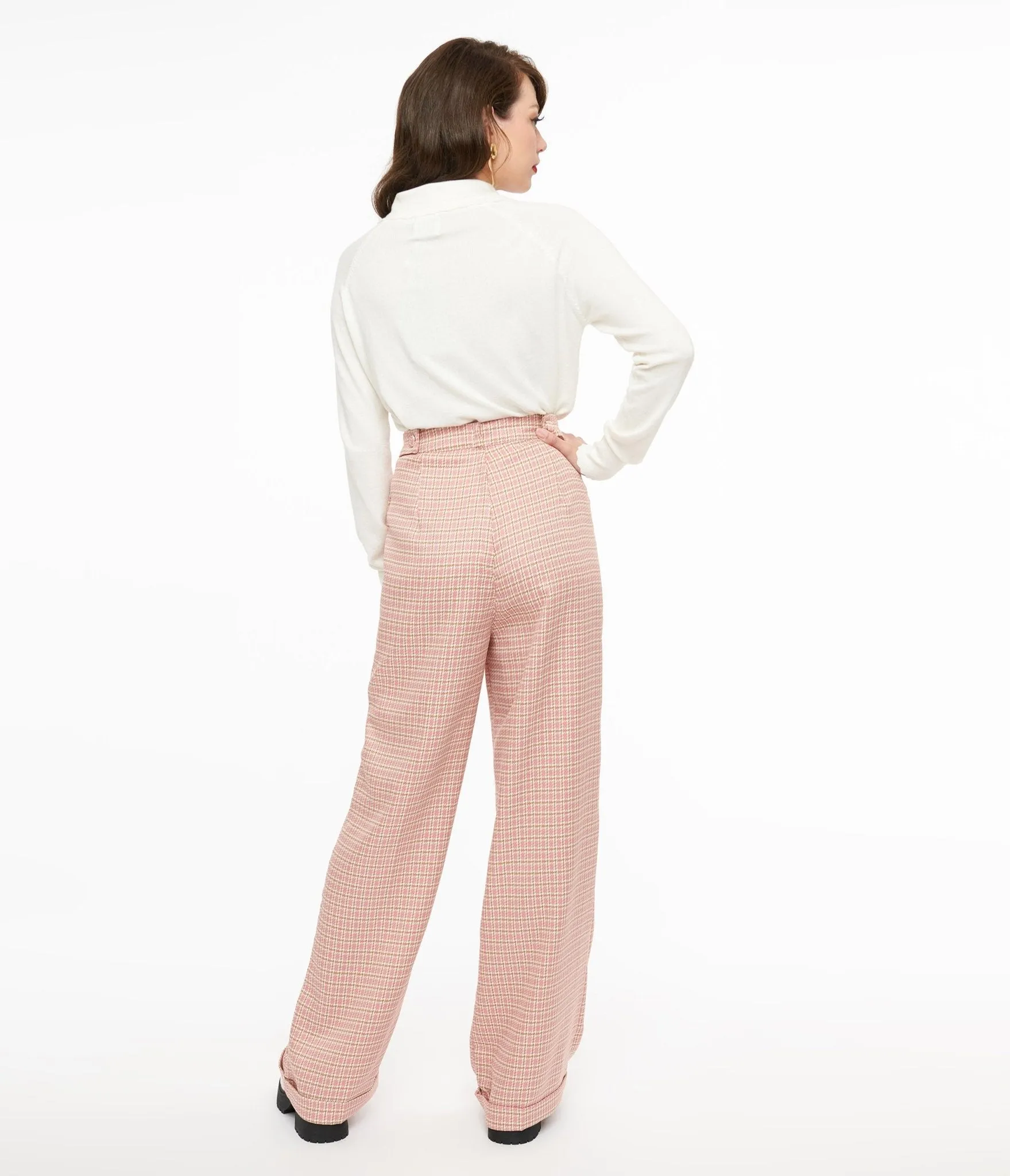 1940s Pink Check Ruby Trousers