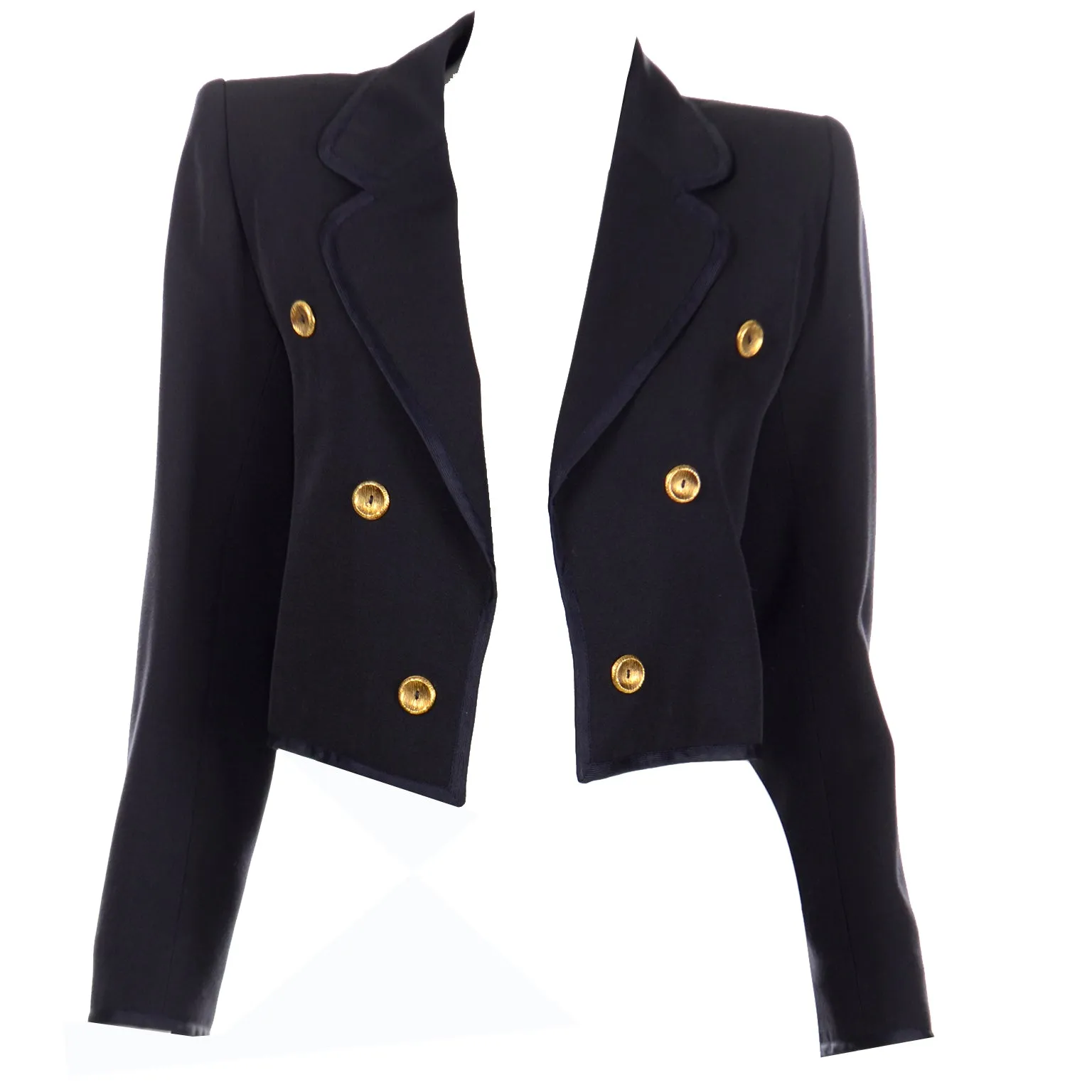 1979 Yves Saint Laurent Vintage Documented Cropped Navy Blue Jacket