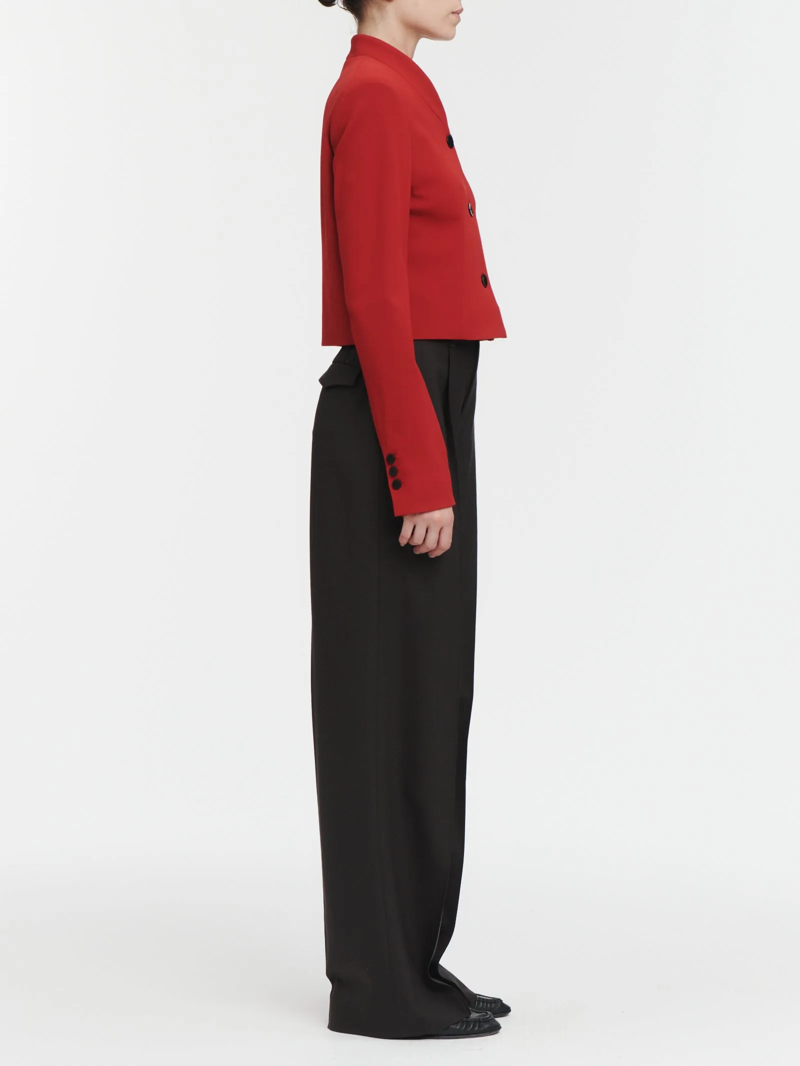 3 Button Cropped Blazer in Hunting Red