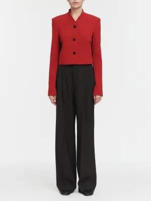 3 Button Cropped Blazer in Hunting Red