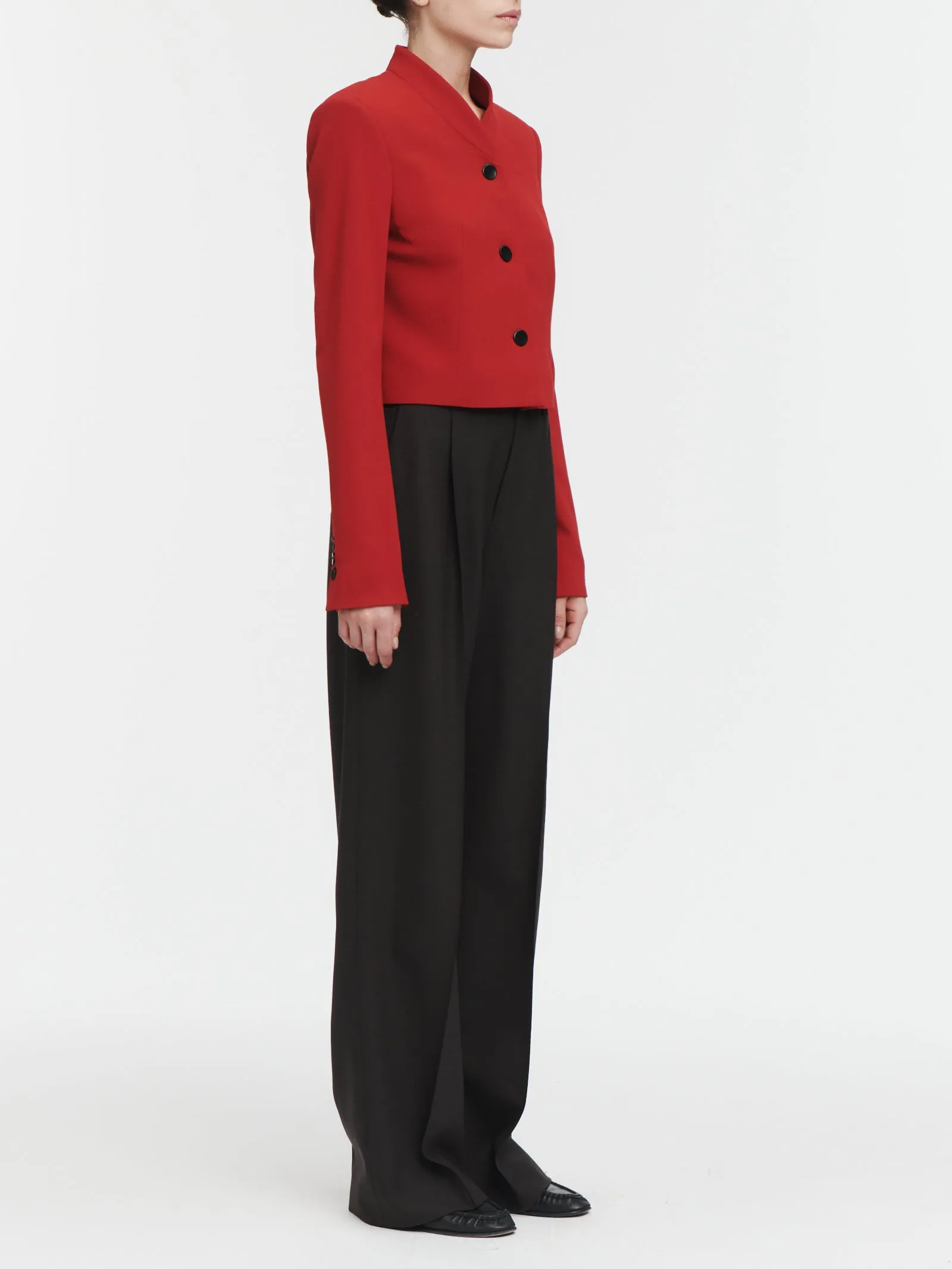 3 Button Cropped Blazer in Hunting Red