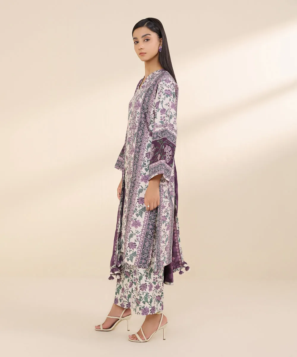 3 Piece - Embroidered Linen Jacquard Suit