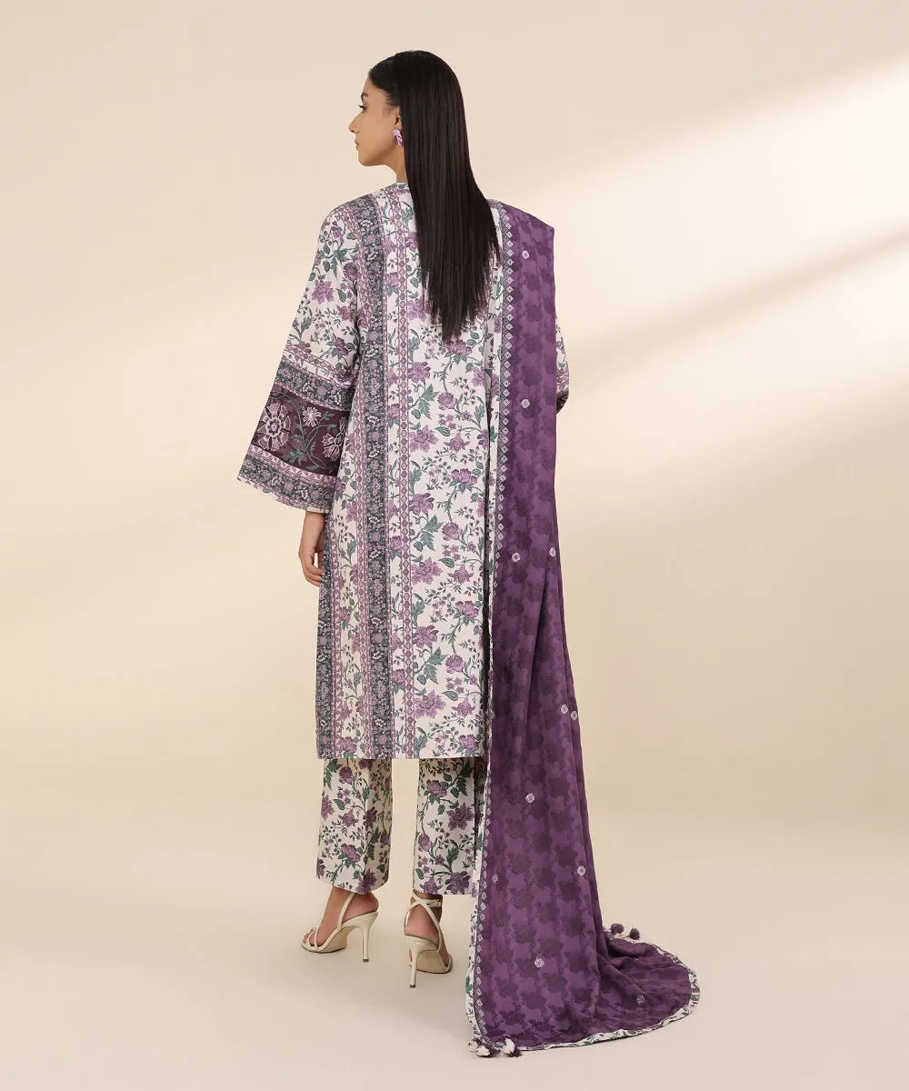 3 Piece - Embroidered Linen Jacquard Suit