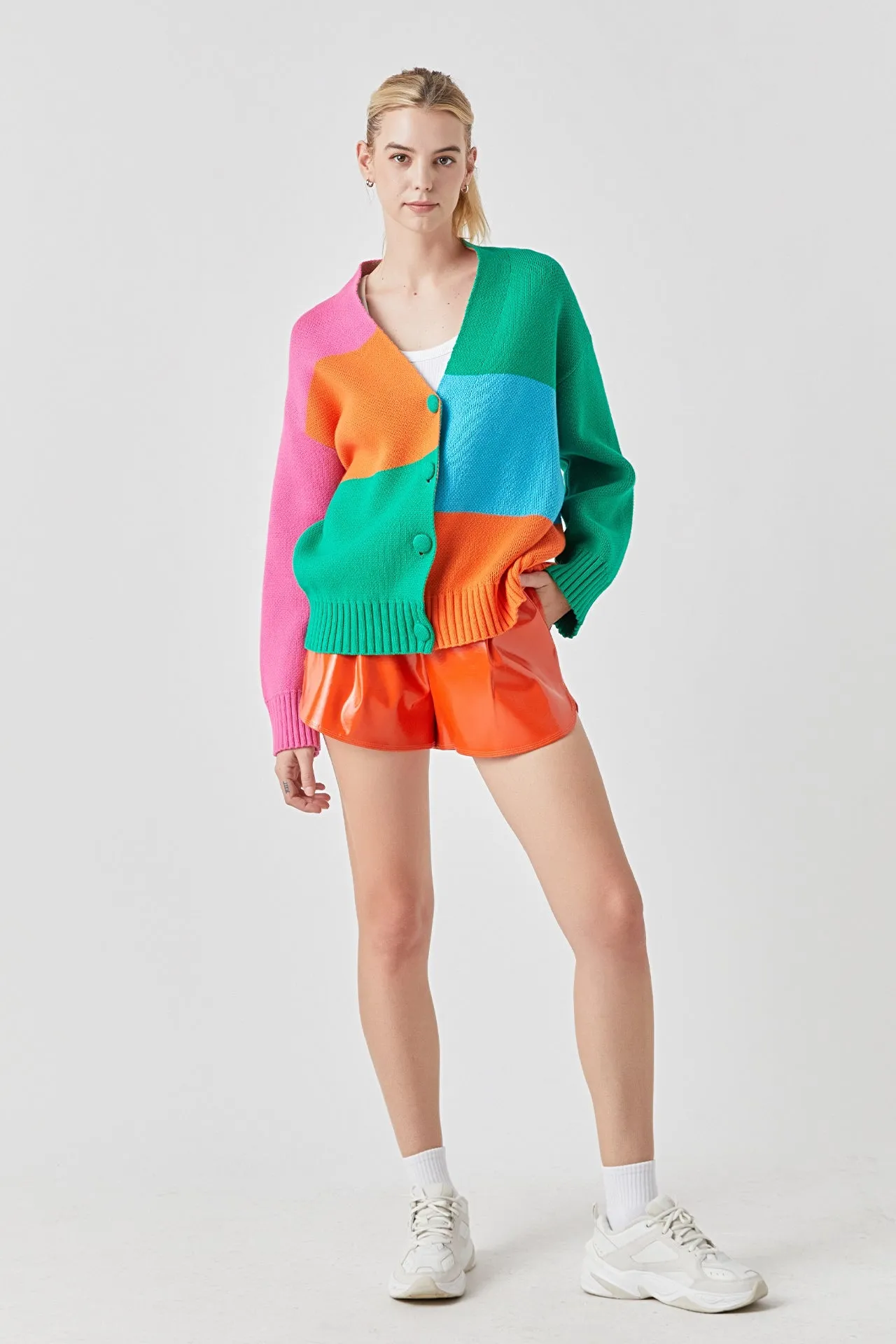 Abstract Colorblock Cardigan