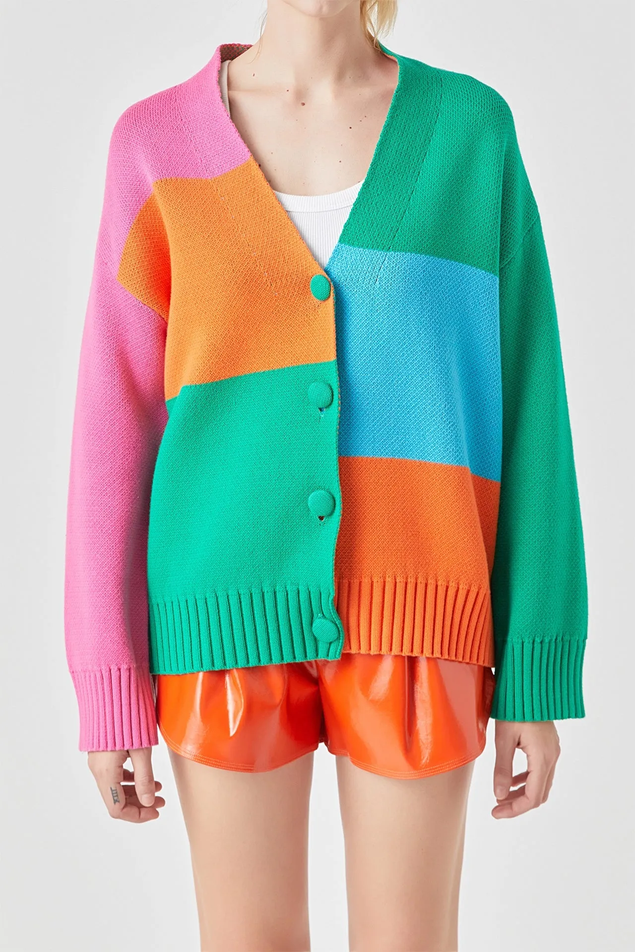 Abstract Colorblock Cardigan