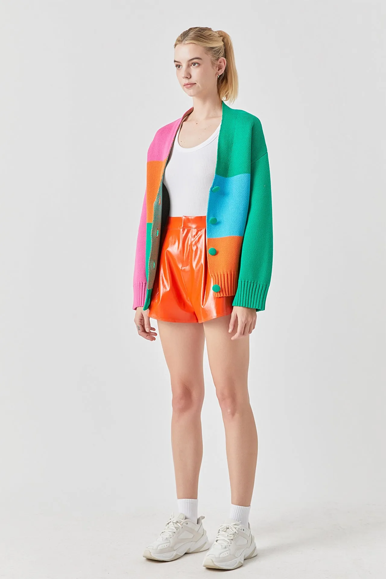 Abstract Colorblock Cardigan