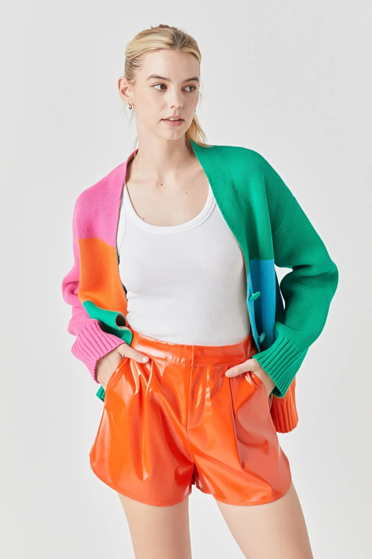 Abstract Colorblock Cardigan