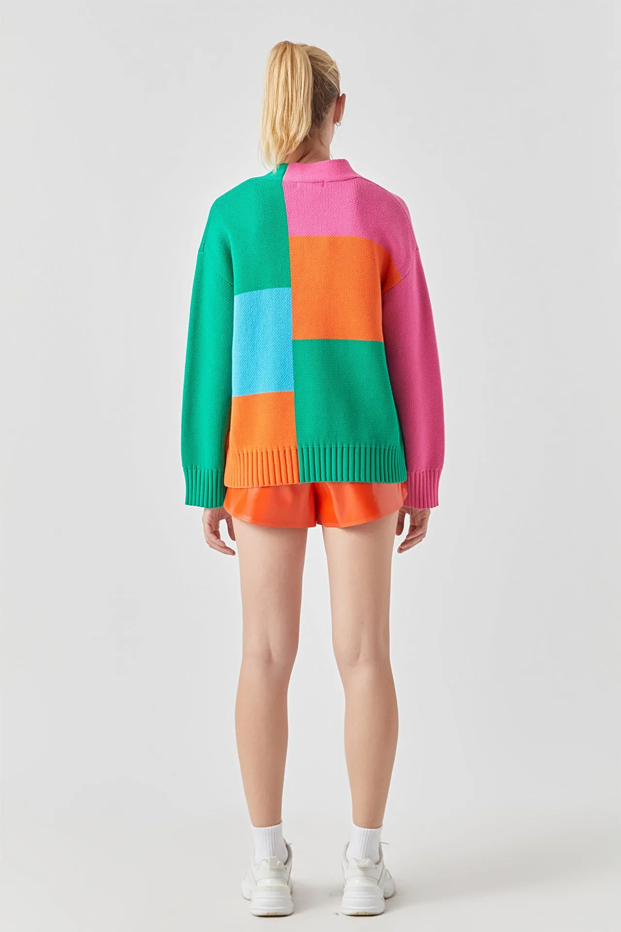 Abstract Colorblock Cardigan