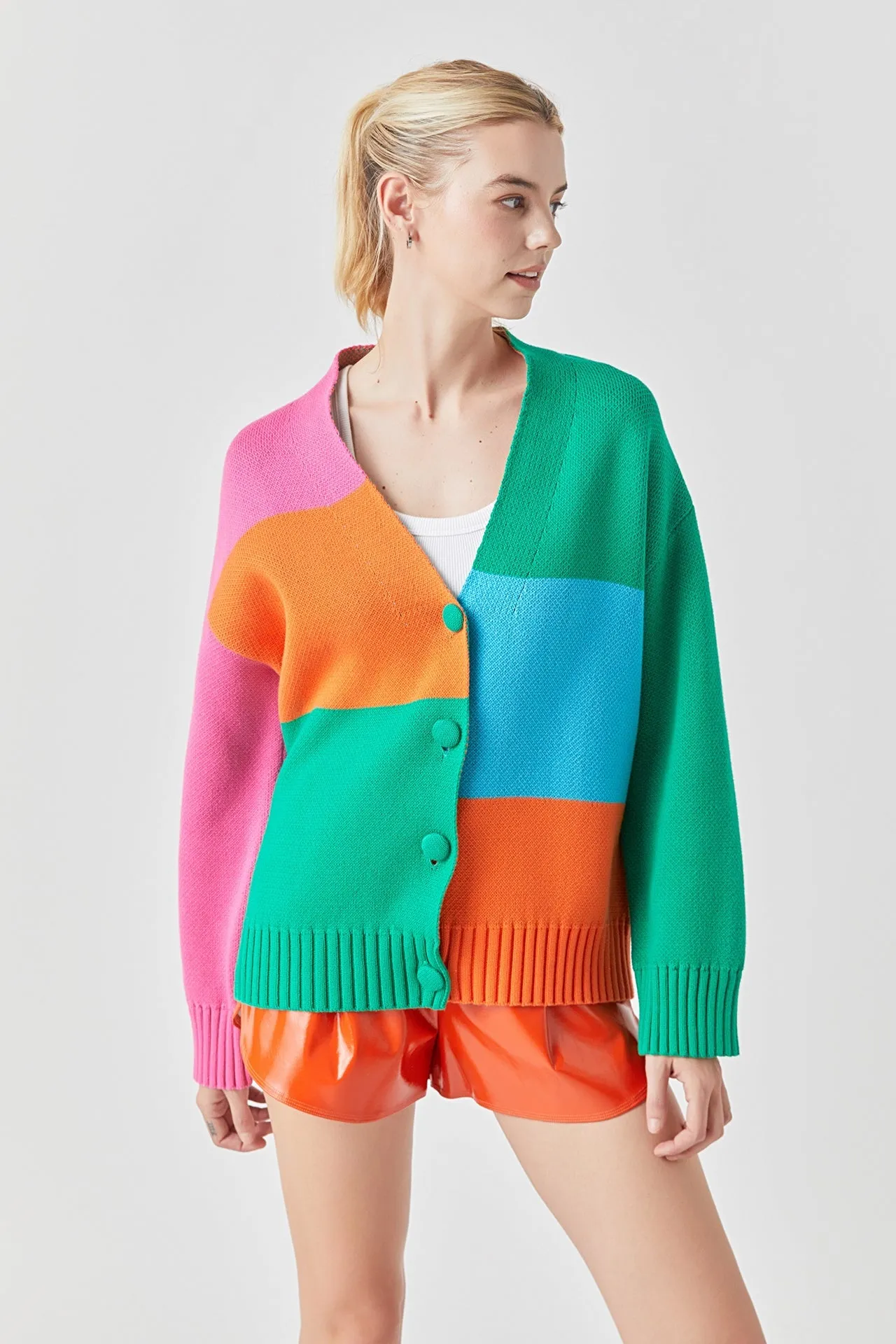 Abstract Colorblock Cardigan