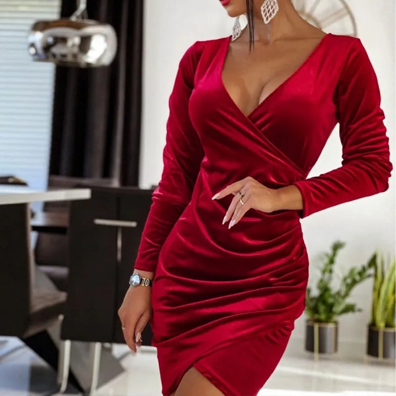 Autumn Long Sleeve Trendy Turtleneck Bodycon Mini Dress