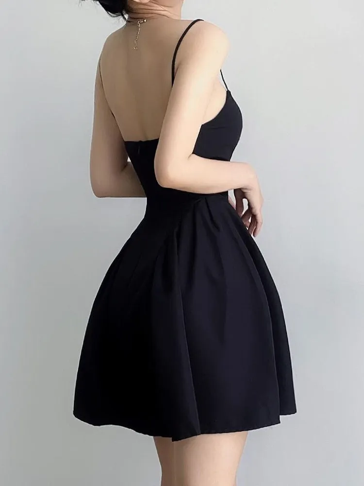 Basic Slim Slash Trendy Neck Sleeveless Mini Dresses