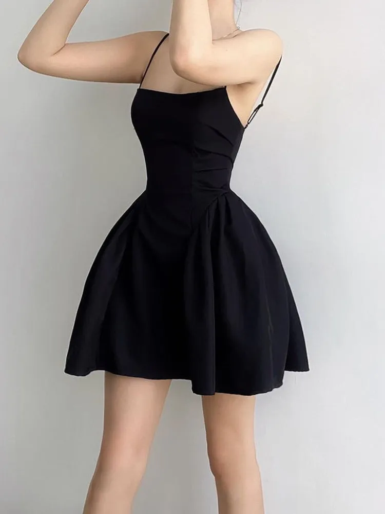 Basic Slim Slash Trendy Neck Sleeveless Mini Dresses