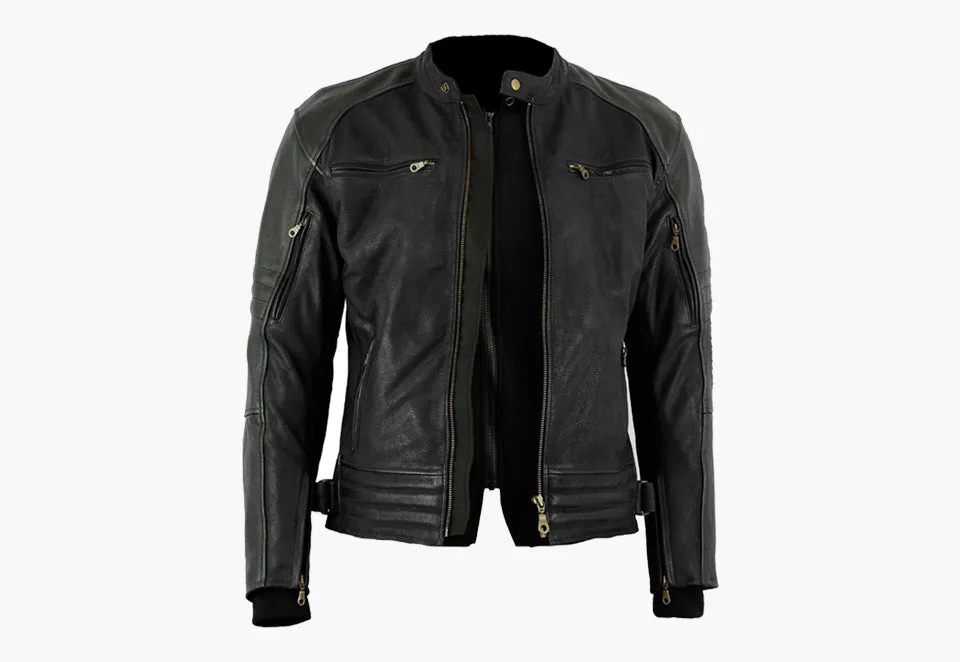 BGA Cobar waxed Nubuck Leather Jacket Black