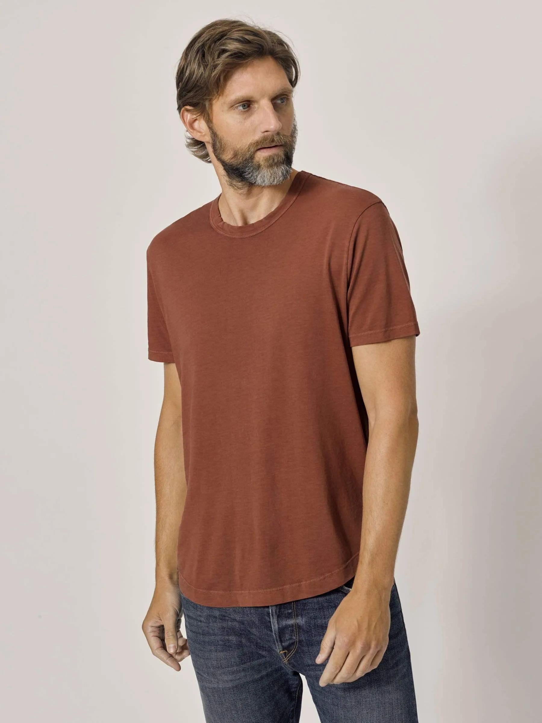 Brick Venice Wash Pima Curved Hem Tee