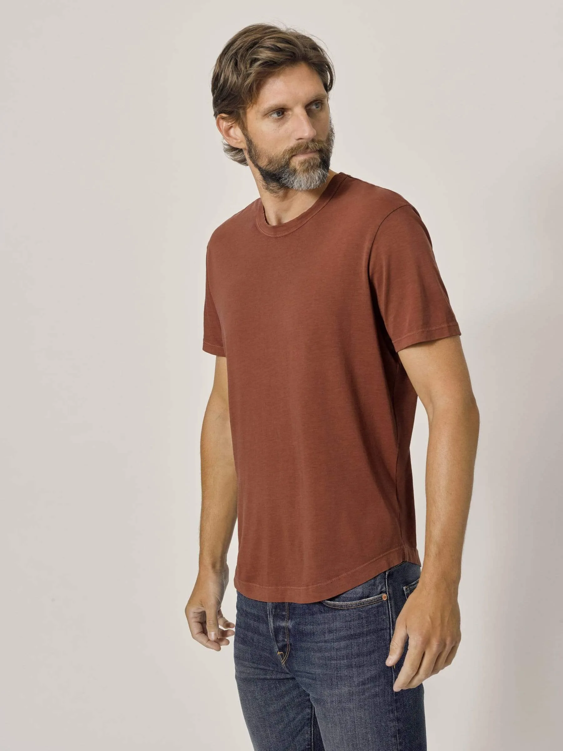 Brick Venice Wash Pima Curved Hem Tee