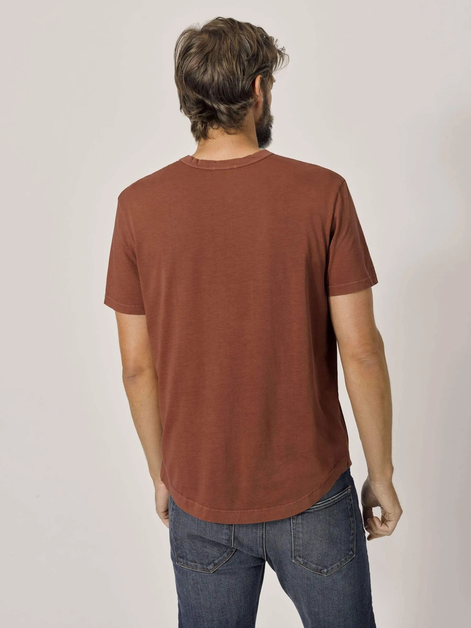 Brick Venice Wash Pima Curved Hem Tee