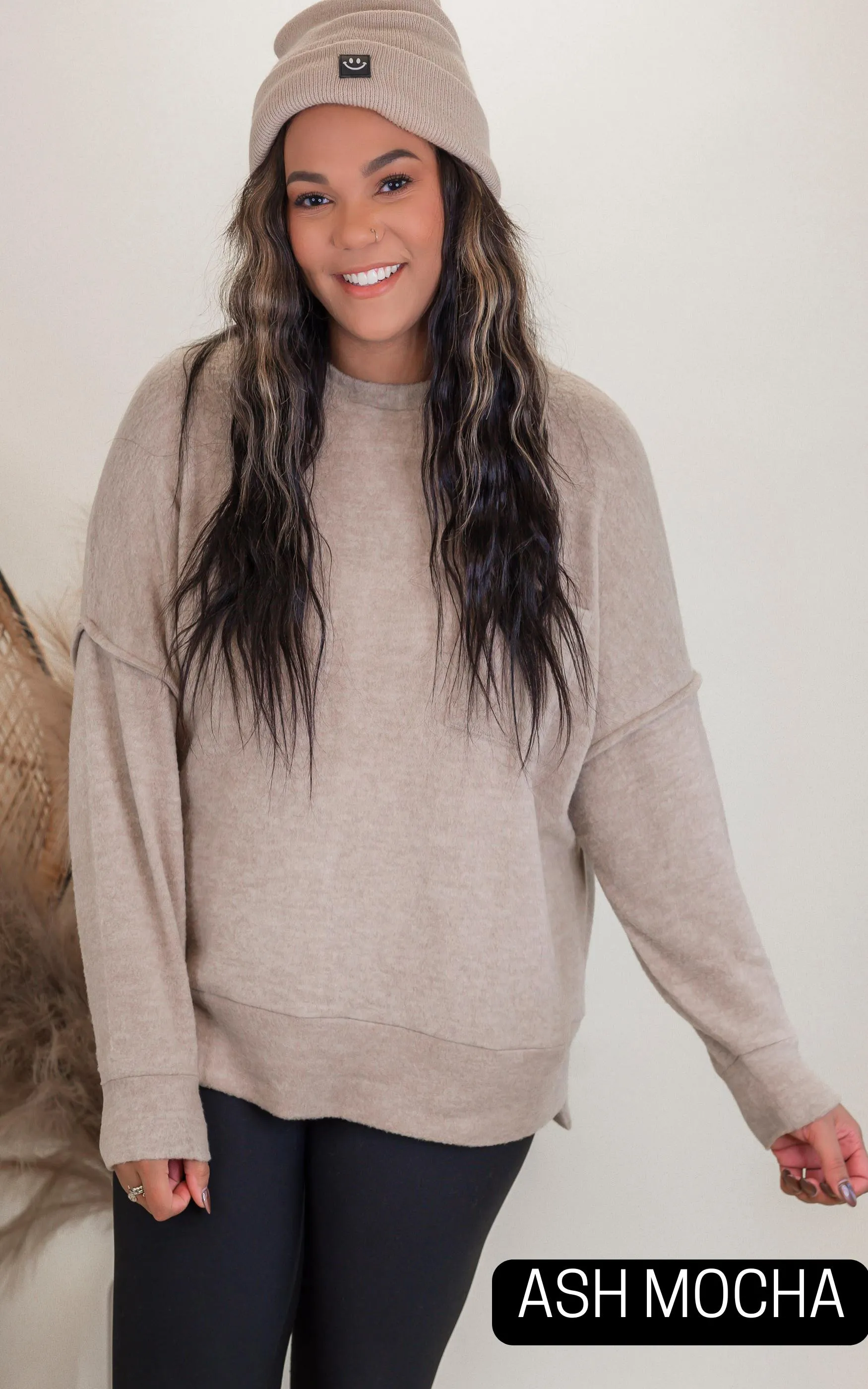 Brushed Melange Drop Shoulder Oversized Sweater | Zenana