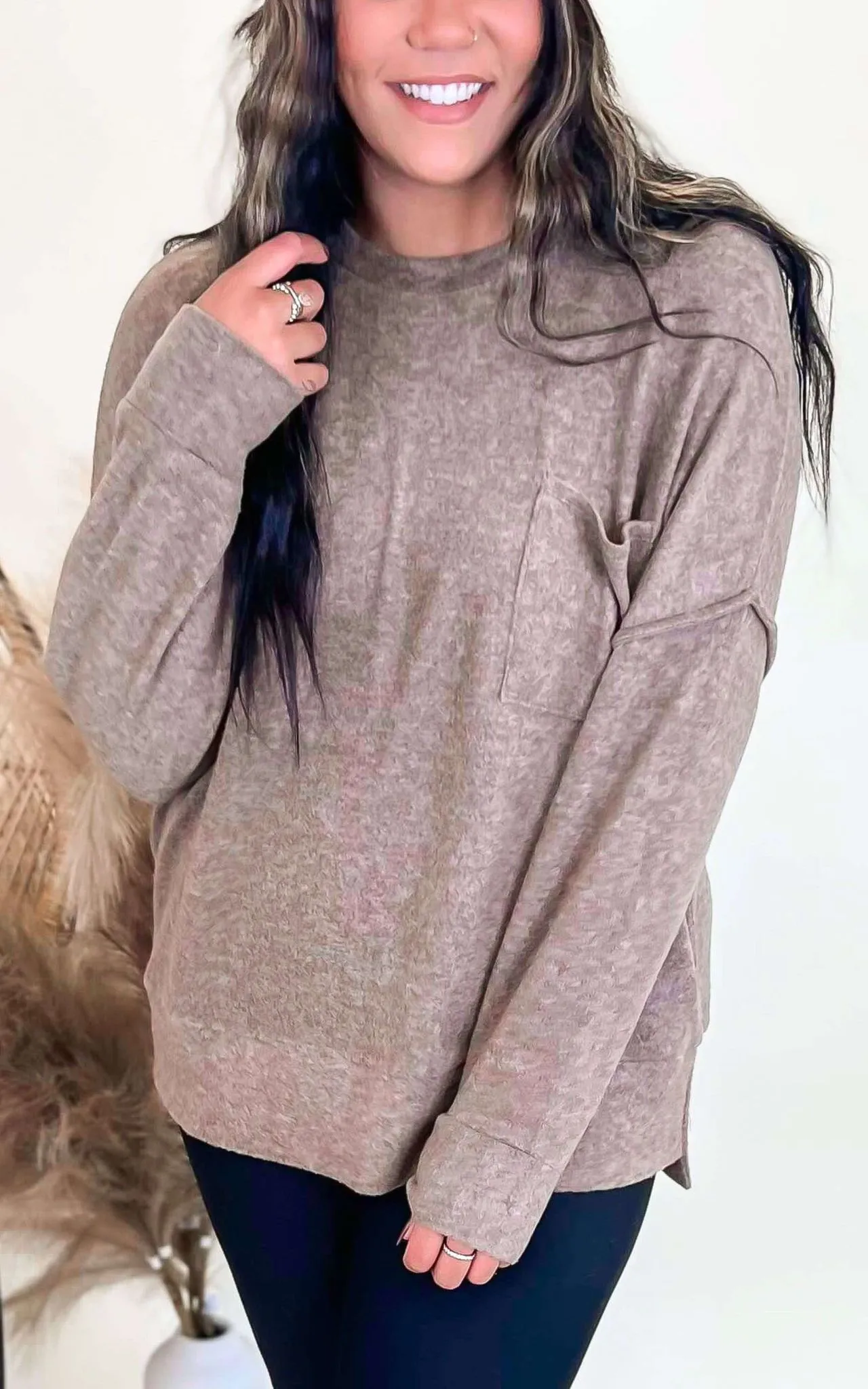 Brushed Melange Drop Shoulder Oversized Sweater | Zenana