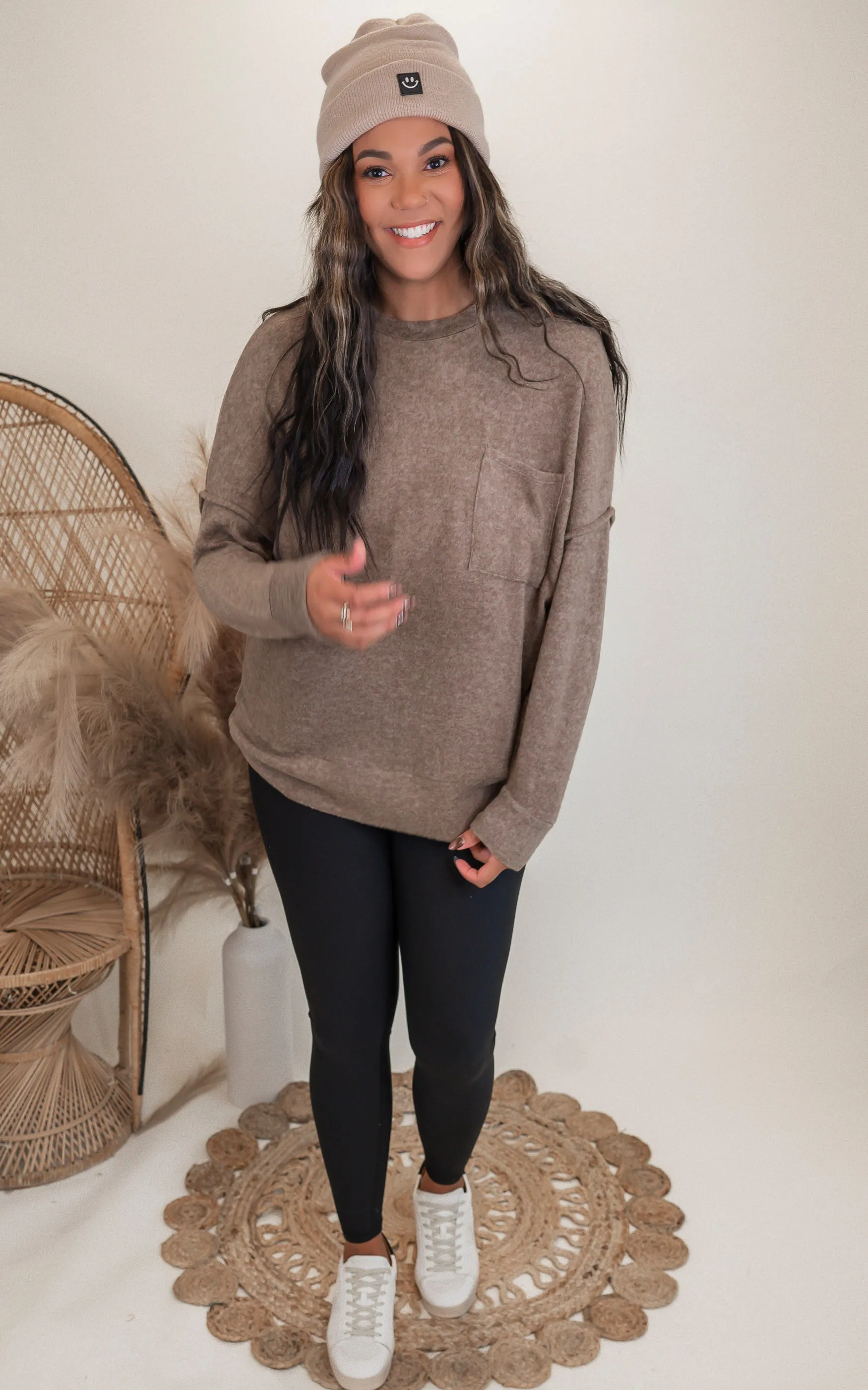 Brushed Melange Drop Shoulder Oversized Sweater | Zenana