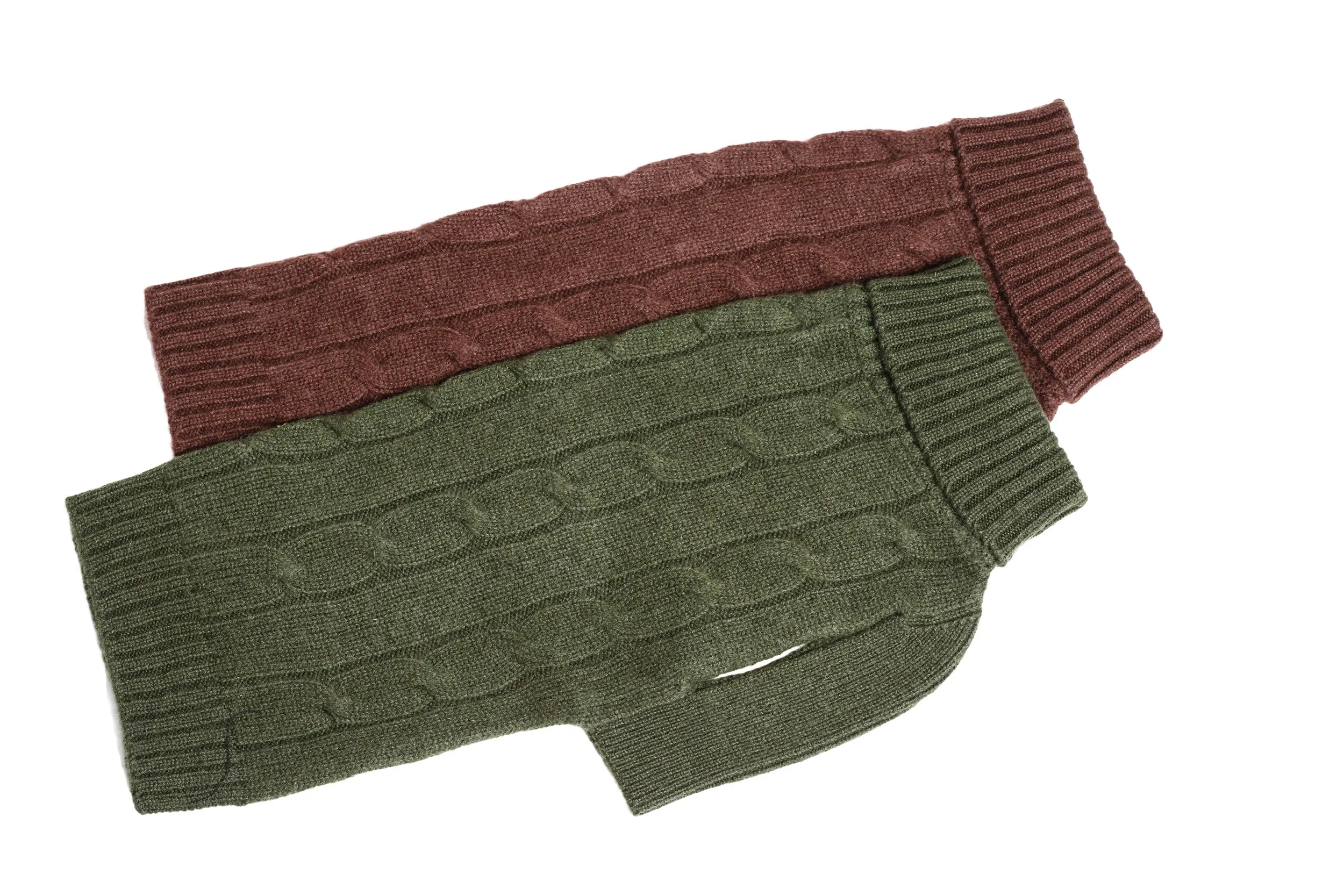 Cashmere Dog Solid Sweater - Green, Brown & Yellow