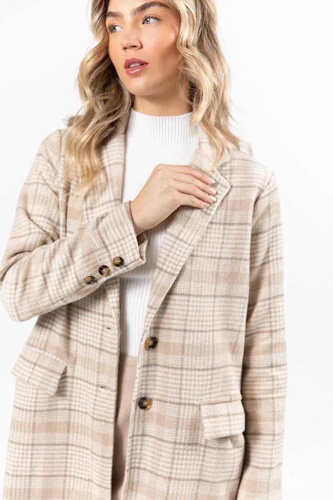 Chill Out Tan Plaid Coat SALE