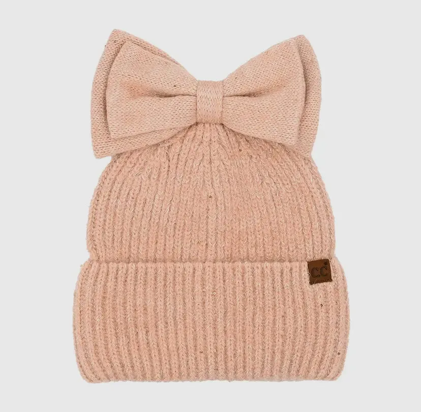 Coquette Pink Bow CC beanie