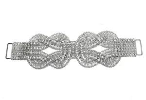 Double Knotted Clear Rhinestone Dress Connector 9" x 6"- 1 Piece