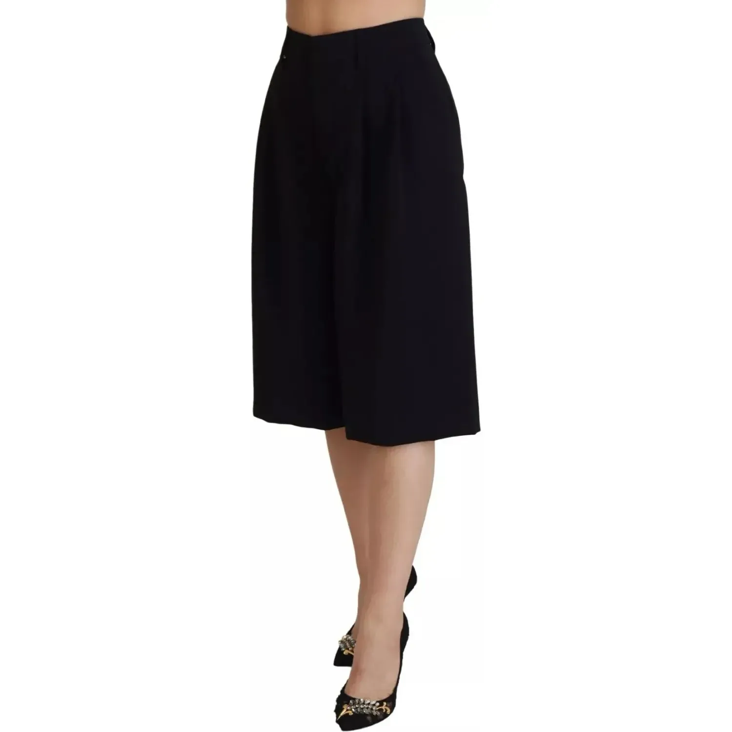 Dsquared² Black High Waist Wide Leg Cropped Trouser Pants