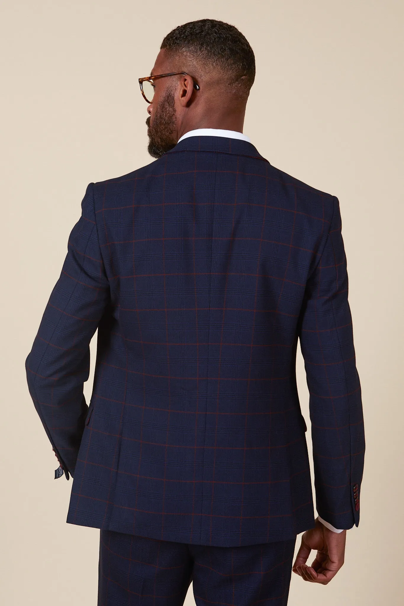 EDINSON - Navy Wine Check Blazer