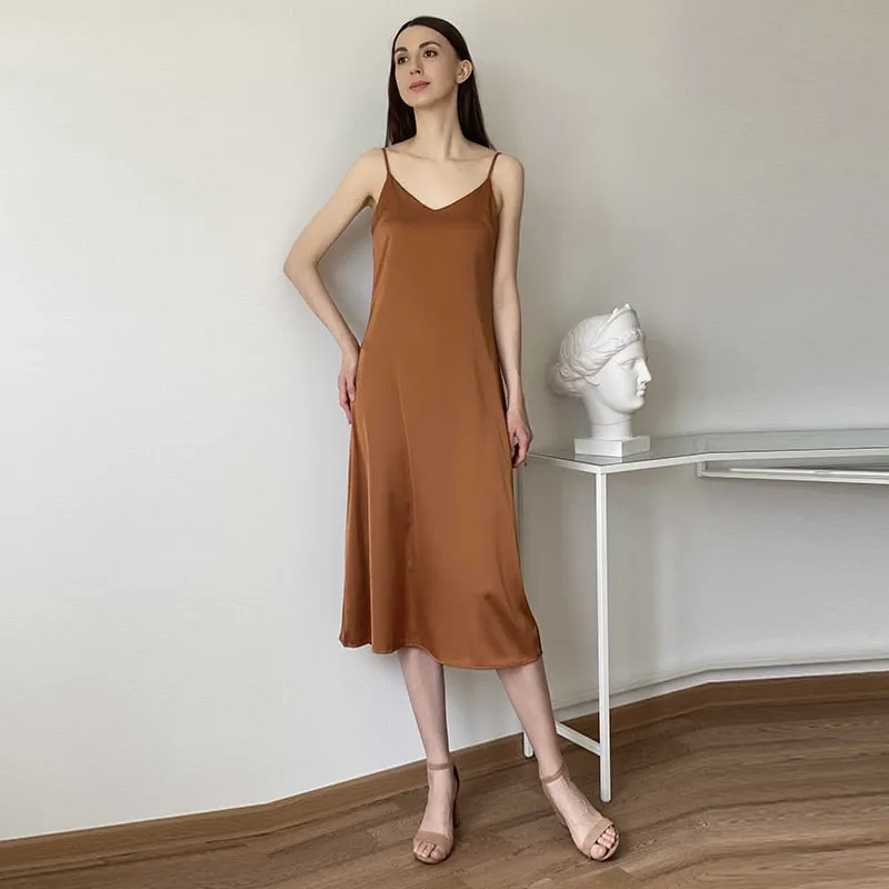 Elegant Fashion Solid Trendy Streetwear Midi Length Dress