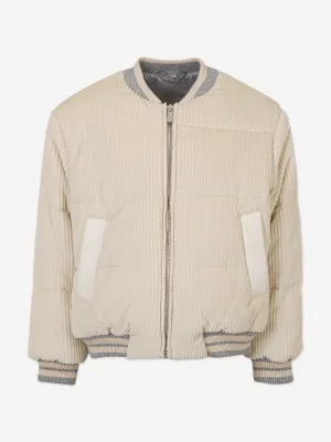 Eleventy Boys Corduroy Puffer Jacket in Ivory