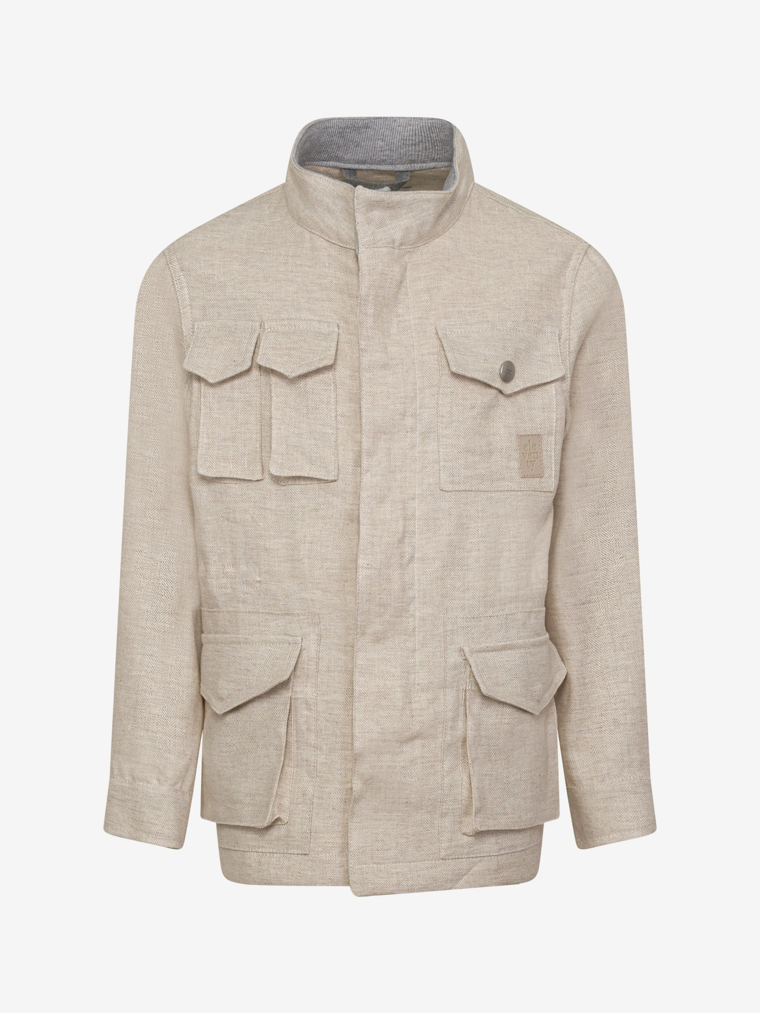 Eleventy Boys Linen Safari Jacket in Beige