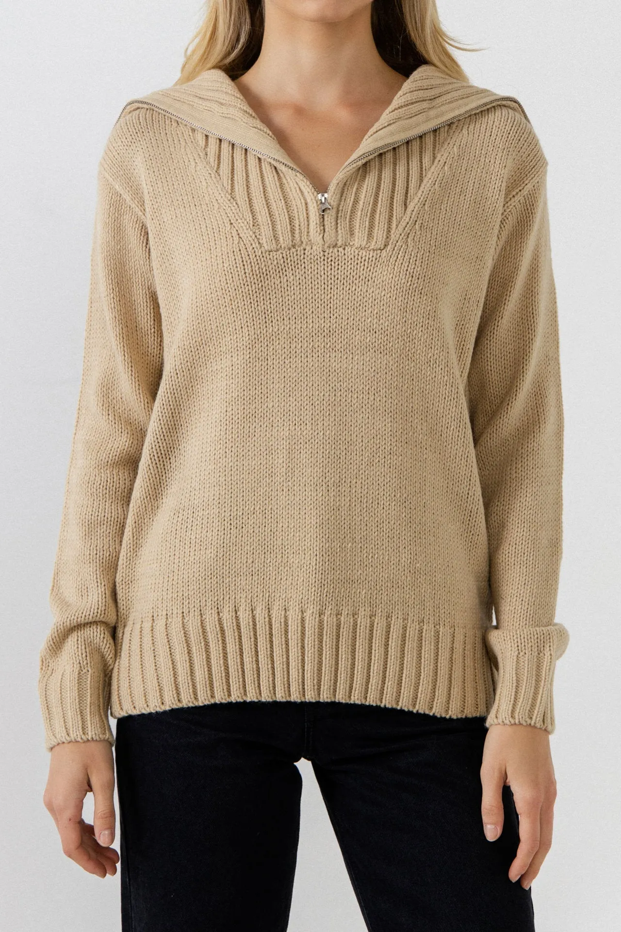 English Factory - Solid Knit Zip Pullover