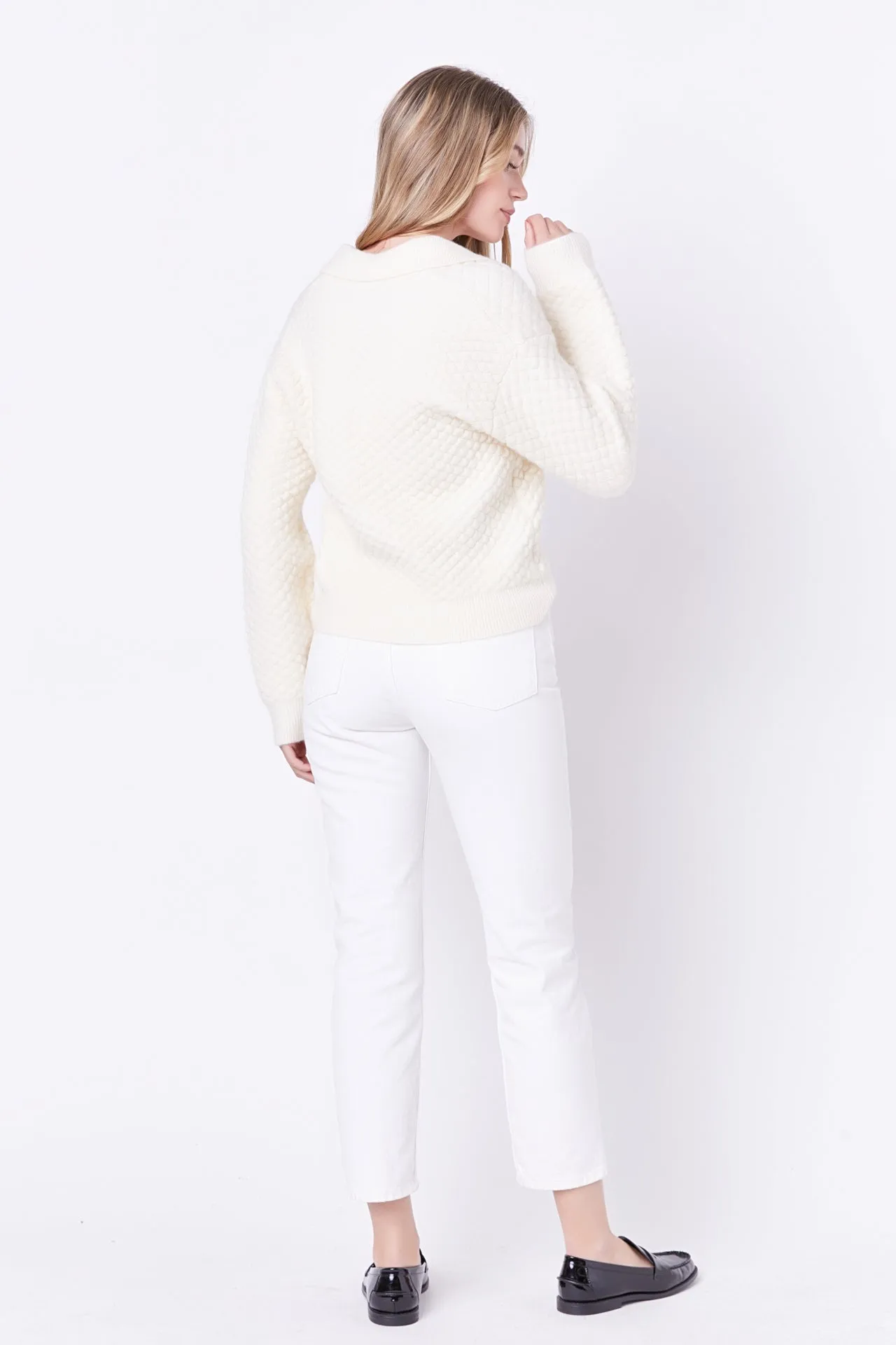 English Factory - Textured V-neckline Sweater