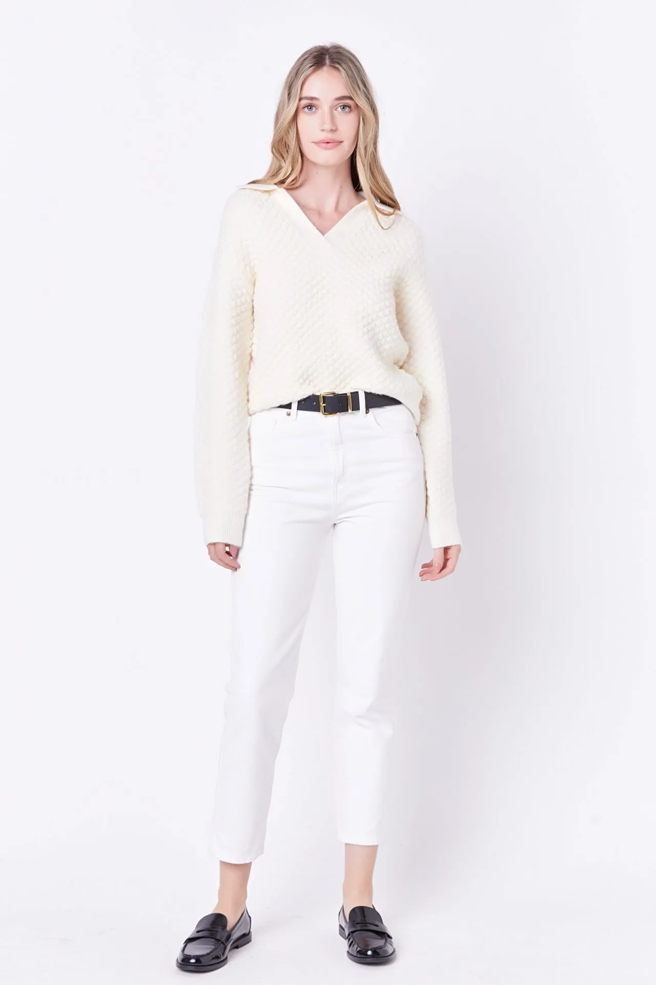 English Factory - Textured V-neckline Sweater