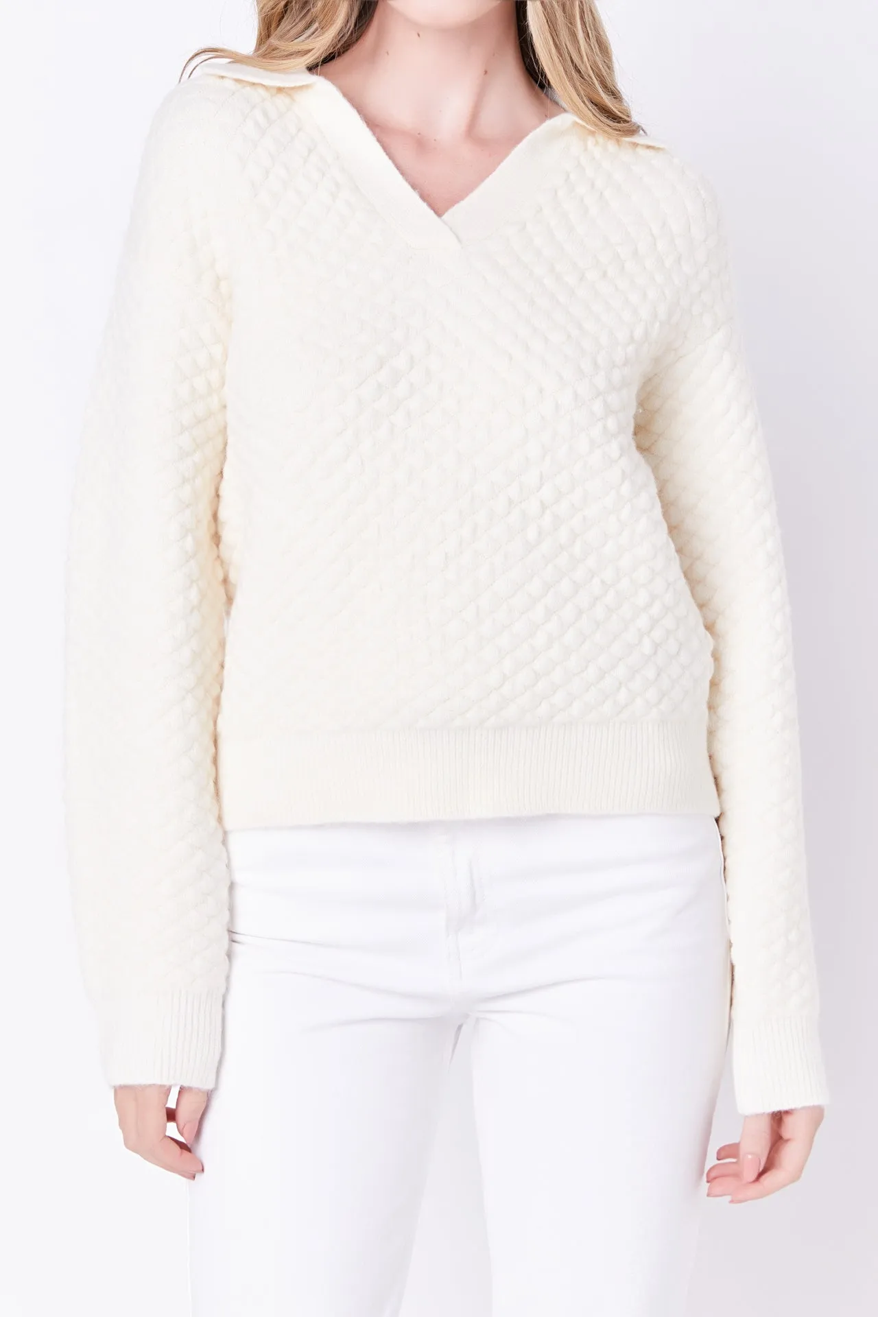 English Factory - Textured V-neckline Sweater