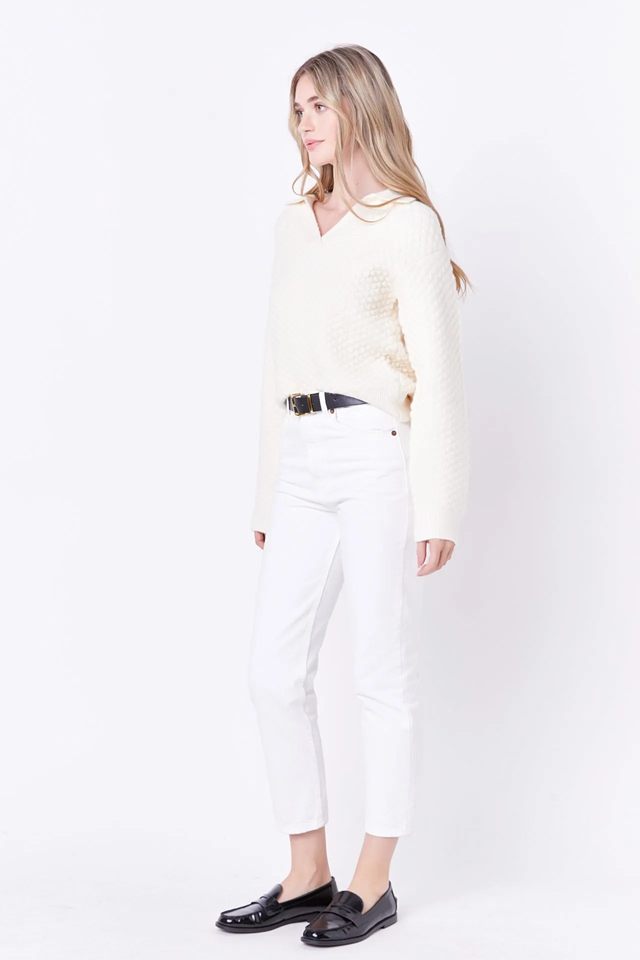 English Factory - Textured V-neckline Sweater