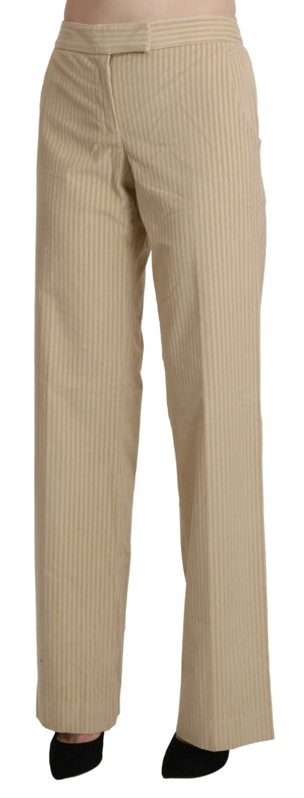 Ermanno Scervino Chic Beige High-Waist Wide Leg Pants