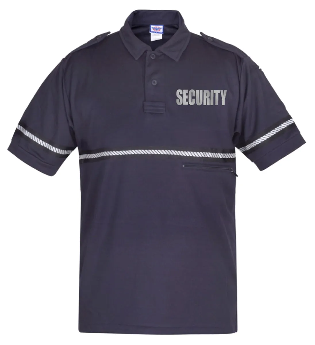 First Class Two Tone Reflective Security Bike Patrol Shirt with Zipper Pocket and Hash Stripes