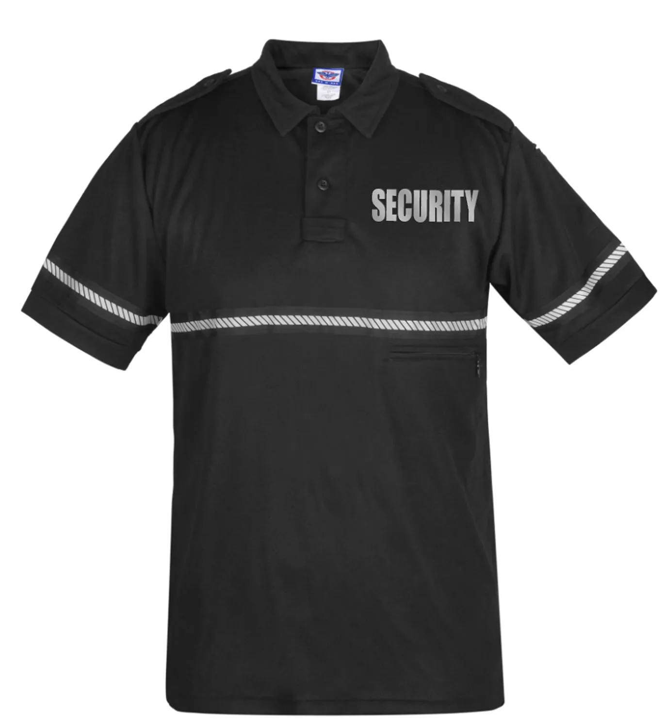 First Class Two Tone Reflective Security Bike Patrol Shirt with Zipper Pocket and Hash Stripes