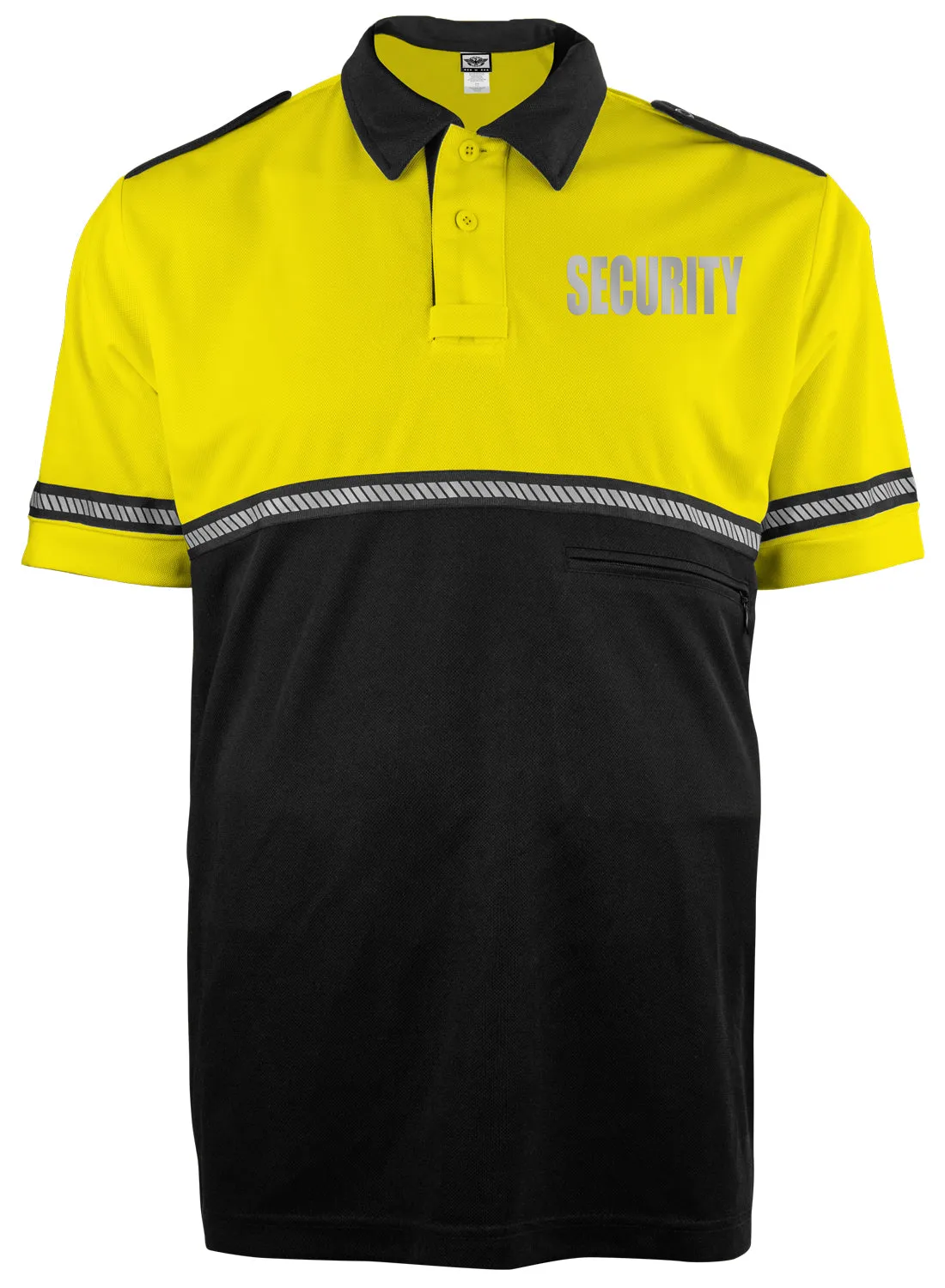 First Class Two Tone Reflective Security Bike Patrol Shirt with Zipper Pocket and Hash Stripes