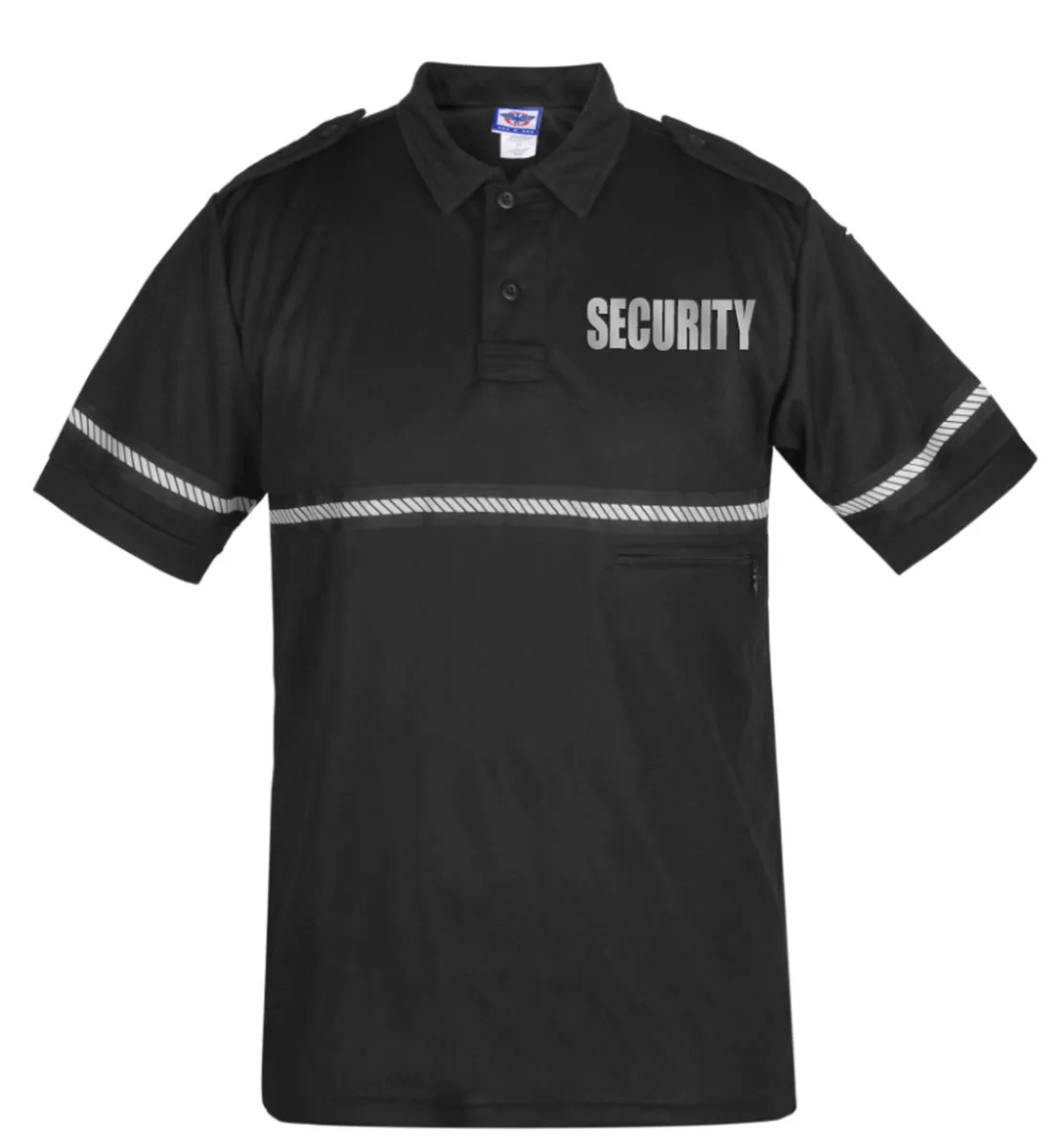 First Class Two Tone Reflective Security Bike Patrol Shirt with Zipper Pocket and Hash Stripes