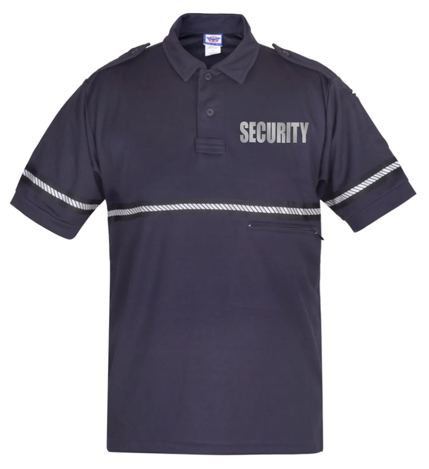 First Class Two Tone Reflective Security Bike Patrol Shirt with Zipper Pocket and Hash Stripes