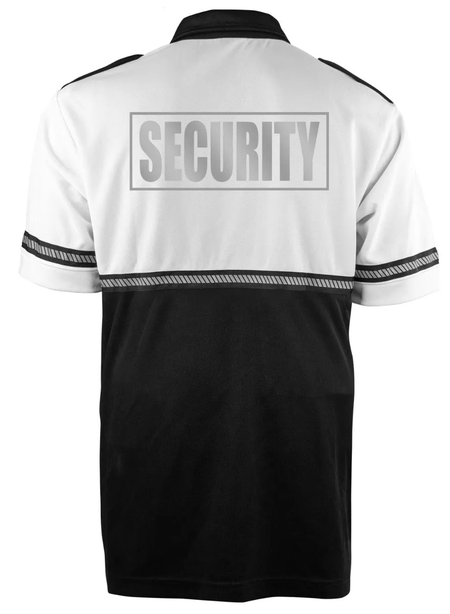 First Class Two Tone Reflective Security Bike Patrol Shirt with Zipper Pocket and Hash Stripes