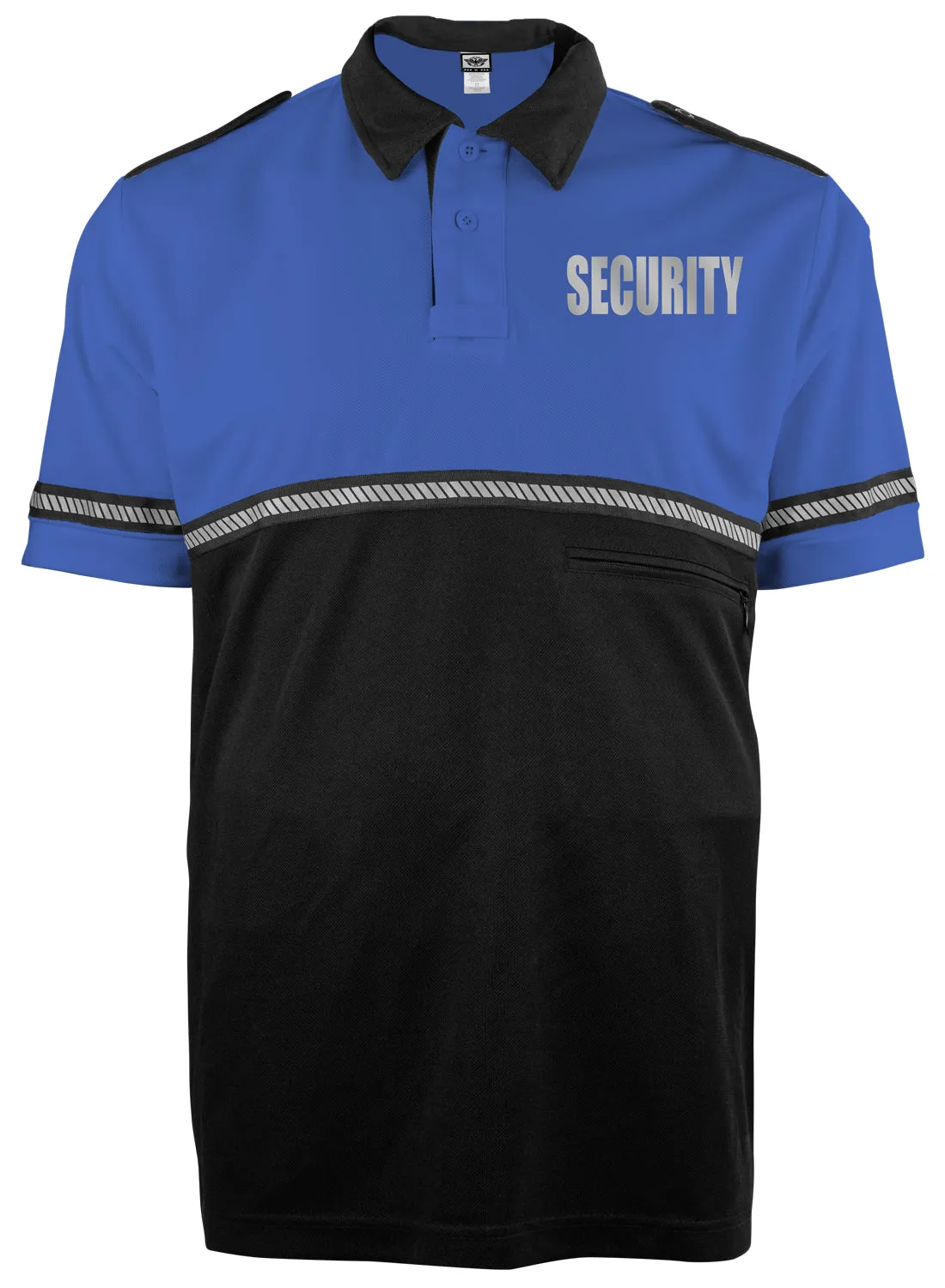 First Class Two Tone Reflective Security Bike Patrol Shirt with Zipper Pocket and Hash Stripes