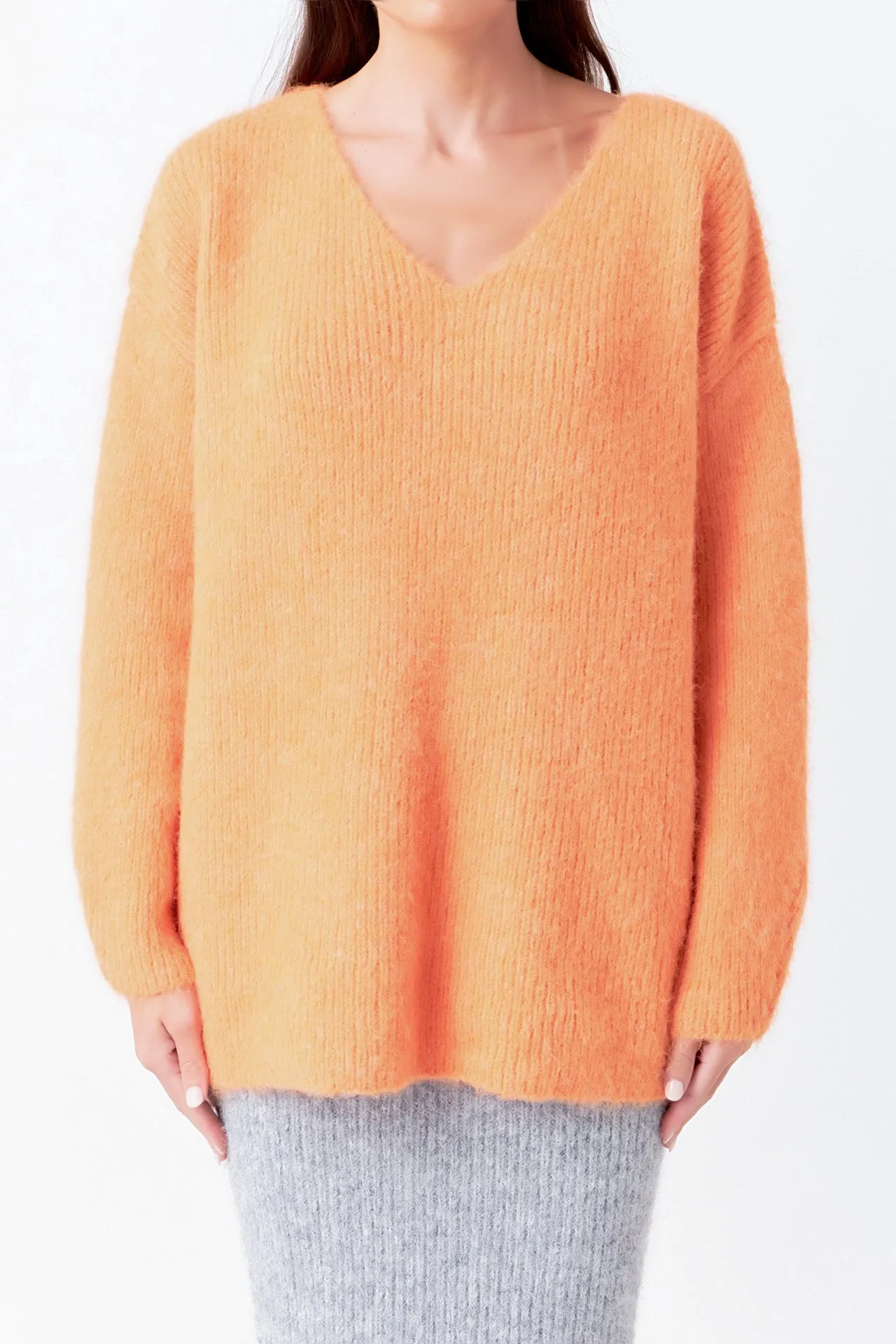 Furry V Neck Sweater