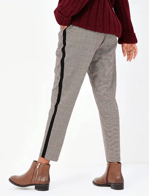 George Womens Grey Glen Check Side Stripe Ankle Grazer Trousers