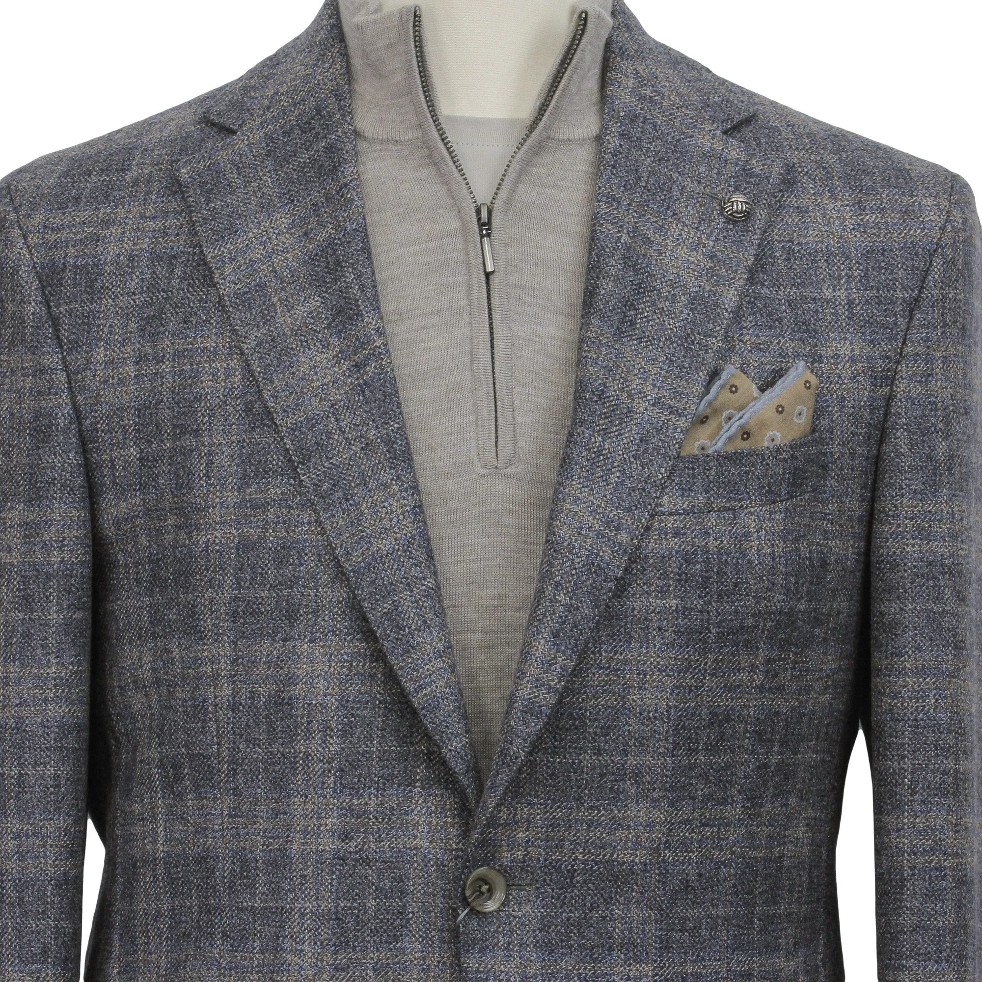 Gray & Beige Checked Wool Sport Jacket - Jack Victor