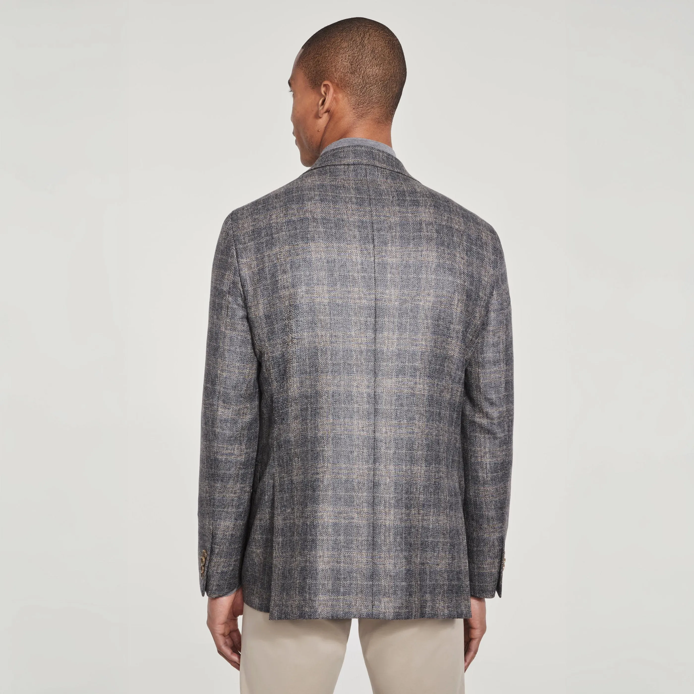 Gray & Beige Checked Wool Sport Jacket - Jack Victor